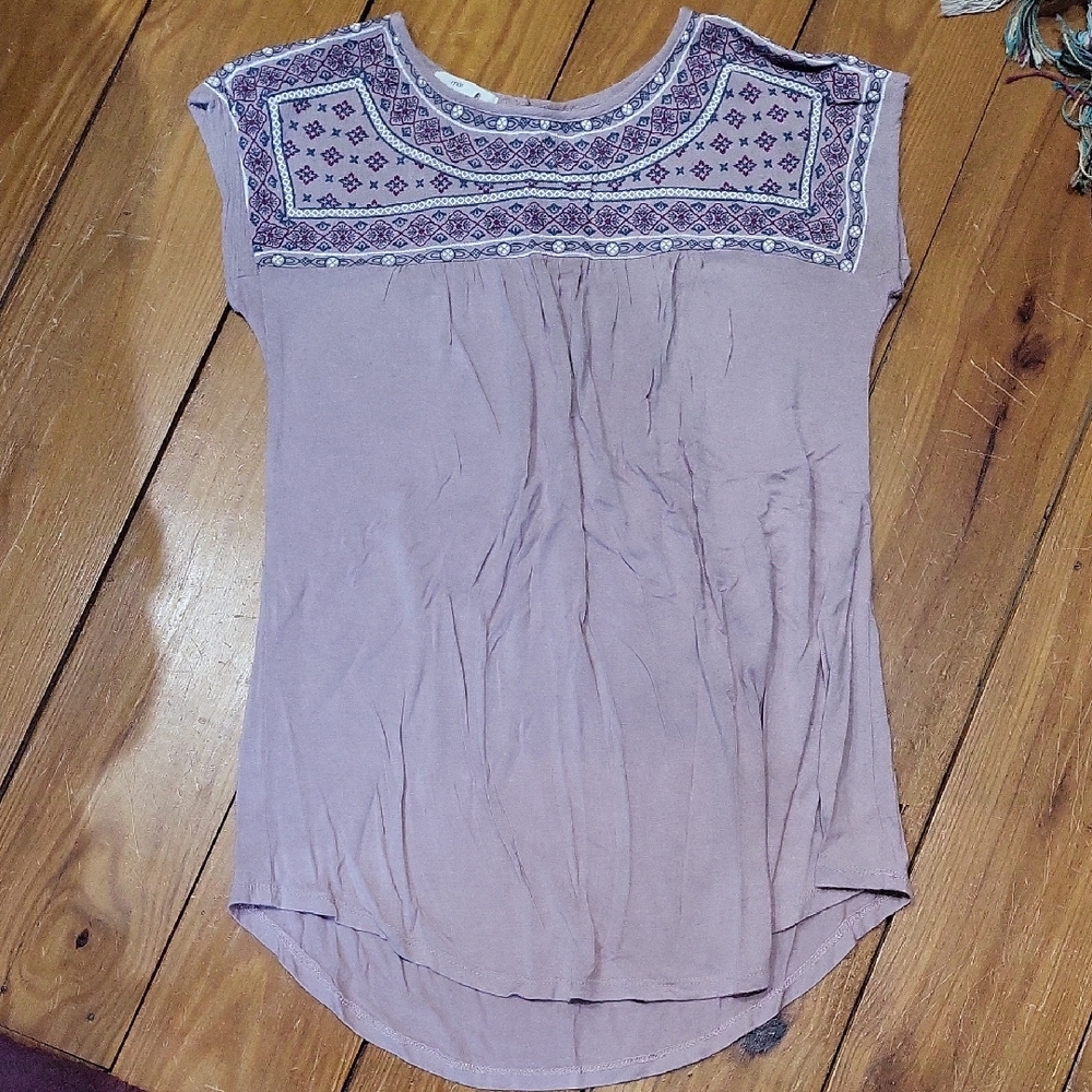 Maurices Purple Embellished Cap Sleeve Blouse